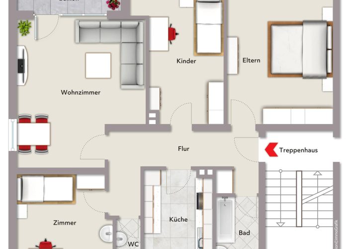 4 Zimmer-Eigentumswohnung in Senne mit Garage und eigenem Gartenanteil