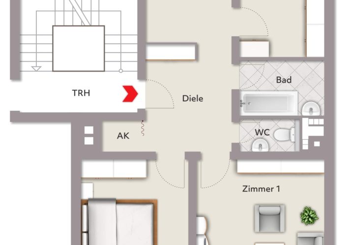 Gut geschnittene 3-Zimmer-Wohnung mit Stellplatz in Sennestadt