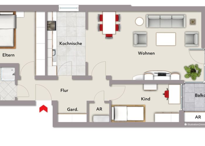 Vermietete 3-Zimmer Wohnung in Senne mit Tiefgaragenplatz