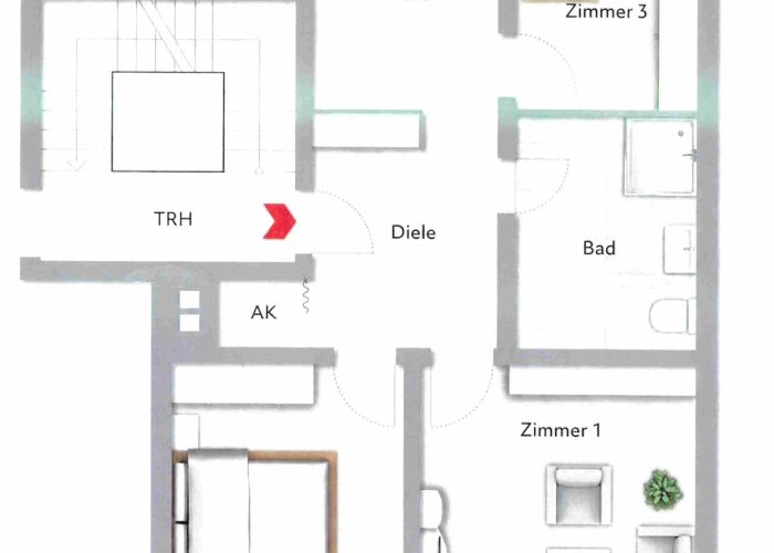 Gut geschnittene 3-Zimmer-Wohnung mit Stellplatz in Sennestadt