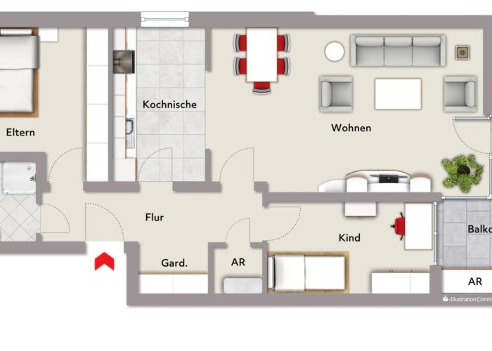 Vermietete 3-Zimmer Wohnung in Senne mit Tiefgaragenplatz