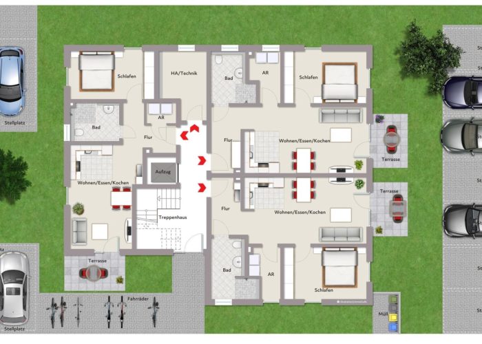 Neubau Eigentumswohnungen in Sennestadt – KfW 40 QNG – Standard