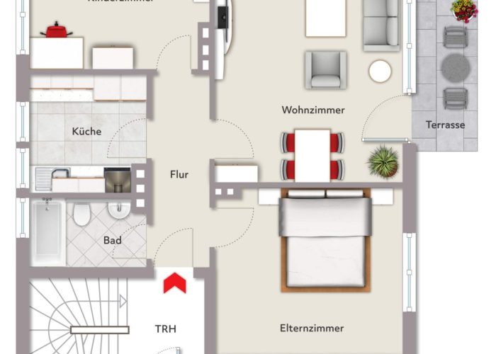 Mehrfamilienhaus mit 3 Wohneinheiten, Garten und 2 Garagen