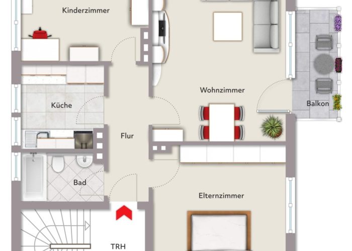 Mehrfamilienhaus mit 3 Wohneinheiten, Garten und 2 Garagen